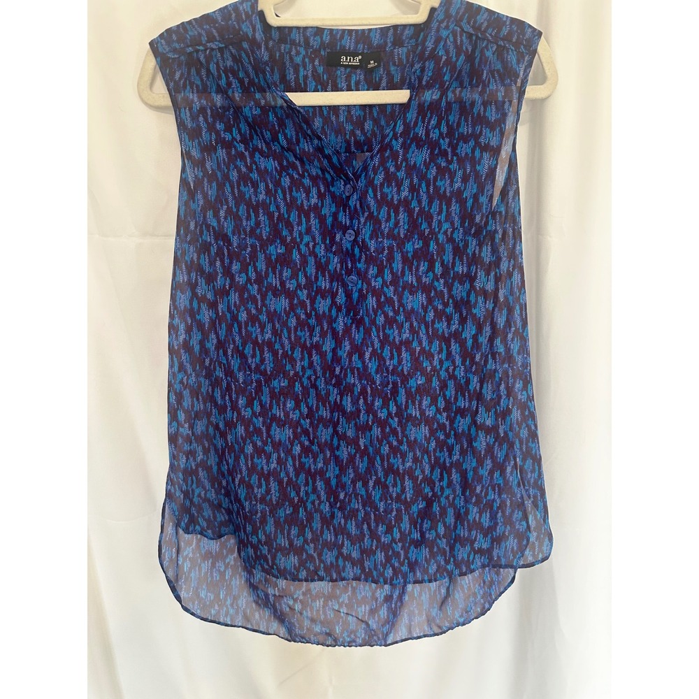 a.n.a A New Approach Blue Purple Abstract Print Sleeveless Blouse Medium